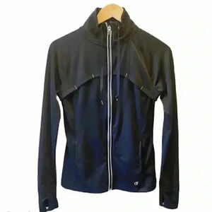 Champion Track Jacket Workout Running Gym Active  Full Zip Up Black Size XS